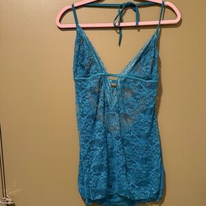 Elegant Blue Lace Chemise
